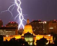 Lightning over Alberta Legislature